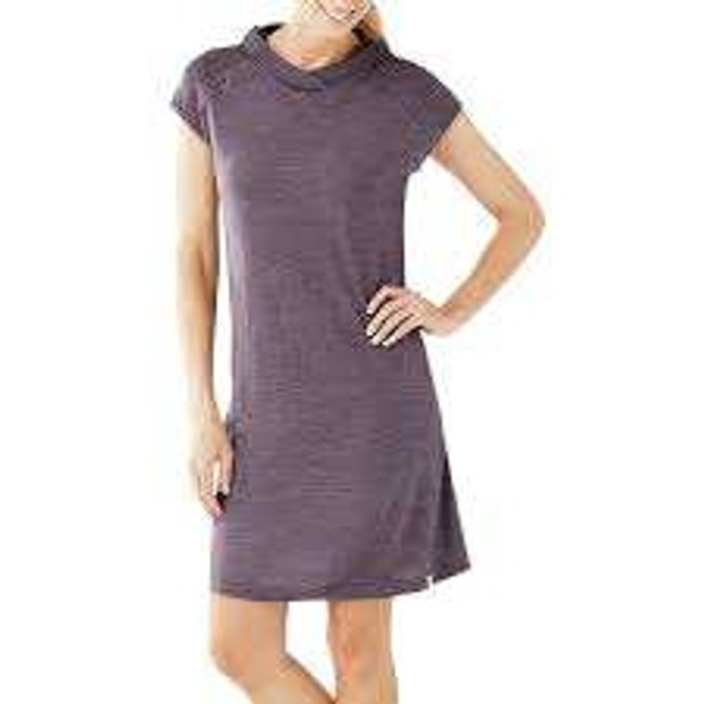 Smartwool Everyday Exploration Hooded Dress in Heathered Purple Cap Sleeves SZ M